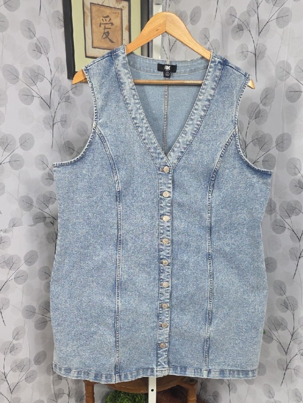 Frye Light Wash Denim Button-Front Mini Dress - Picture 3 of 7